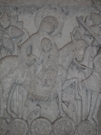 One of the ancient carvings from the Cathedral St Lazare in Autun depicting the Flight into Egypt.